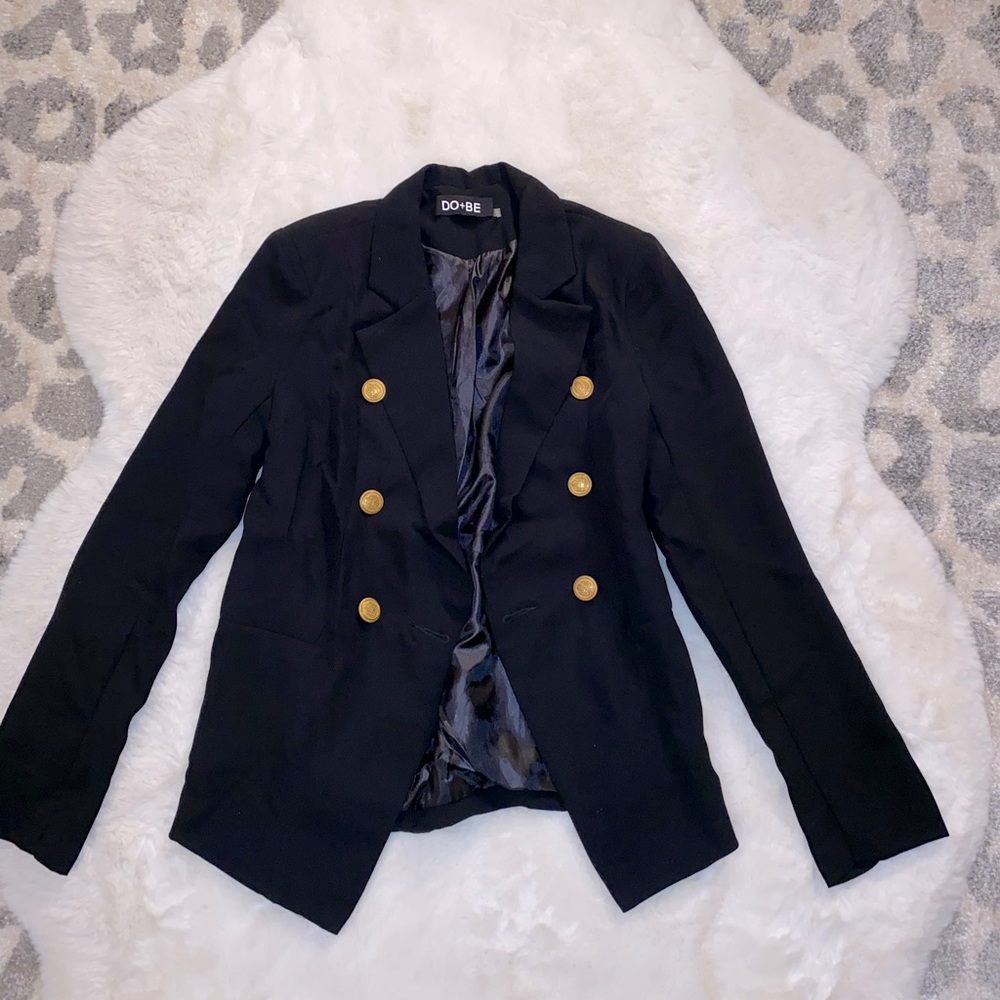 Designer Do+Be Gold Button Black Military Blazer Jacket Gold Button ✨ Like New